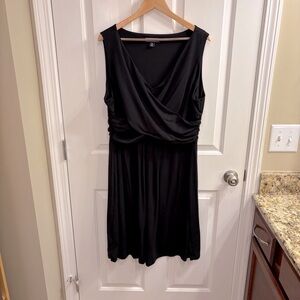 Lands' End Black Wrap Front Knit Dress, 1X